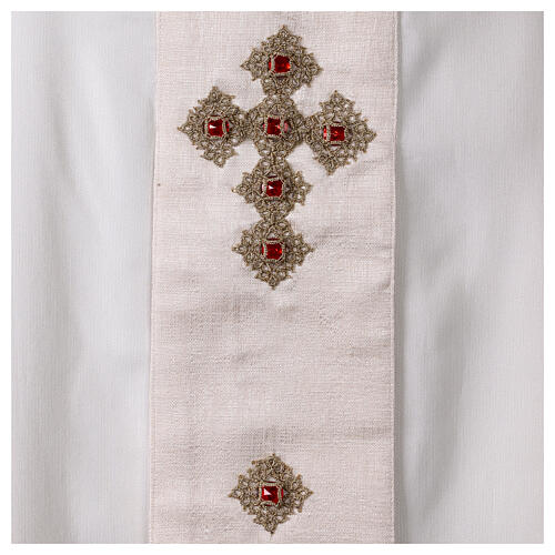 Como silk chasuble with crosses and crystals Vebi Confezioni 4