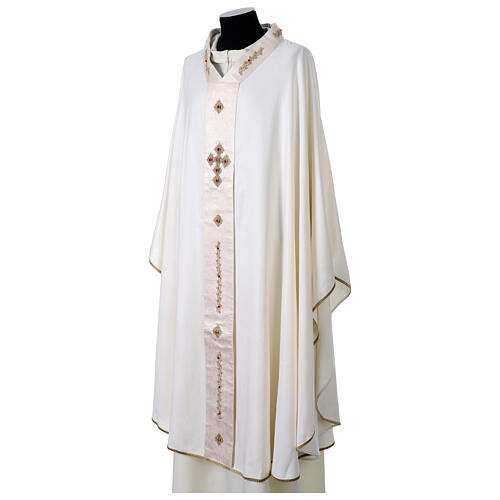 Como silk chasuble with crosses and crystals Vebi Confezioni 5