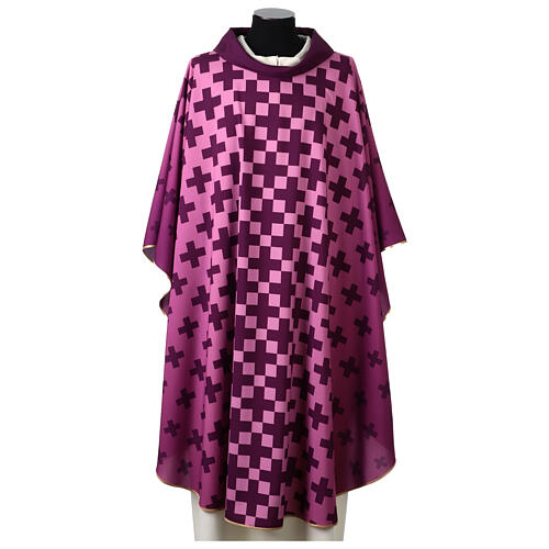 Purple chasuble with cross print by Vebi Confezioni 1