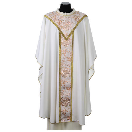 Chasuble with floral damask inserts by Vebi Confezioni 1