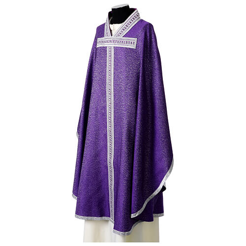 Silk and wool chasuble with silver tau cross by Vebi Confezioni 3