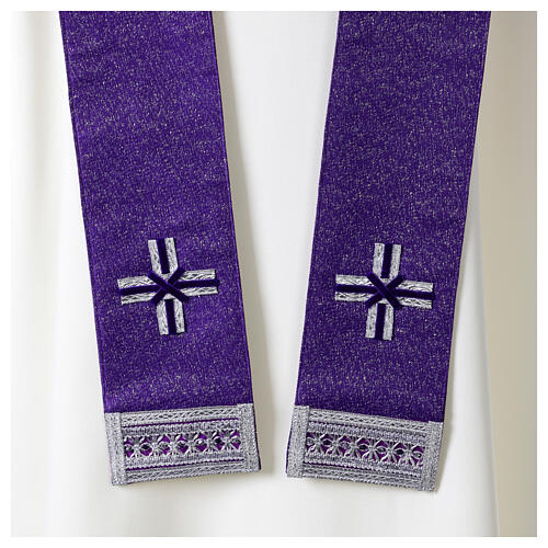 Silk and wool chasuble with silver tau cross by Vebi Confezioni 8