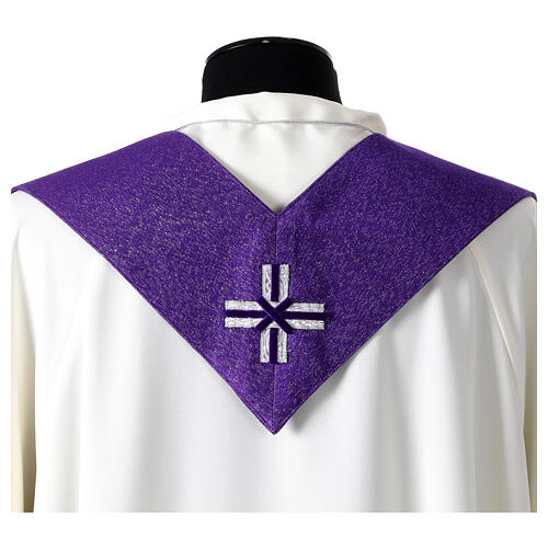 Silk and wool chasuble with silver tau cross by Vebi Confezioni 9