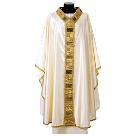 Chasuble satin soie avec passementerie or et noir Vebi Confezioni