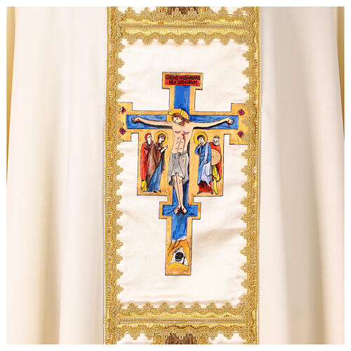 Wool chasuble with oval Merciful Jesus hand painted Vebi Confezioni 2