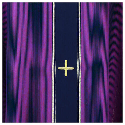 Chasuble with gold lurex stripe pattern and cross embroidery by Gamma 11