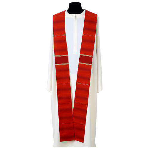 Chasuble with gold lurex stripe pattern and cross embroidery by Gamma 14