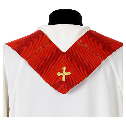 Chasuble with gold lurex stripe pattern and cross embroidery by Gamma 18