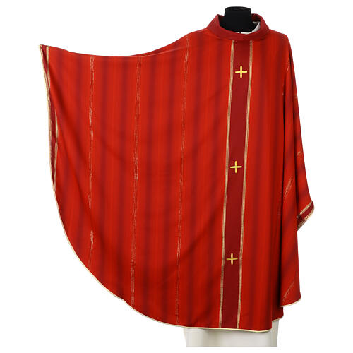 Gold striped chasuble with Gamma lurex cross embroidery 4