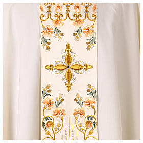 Chasuble bande centrale broderie florale 100% laine Gamma