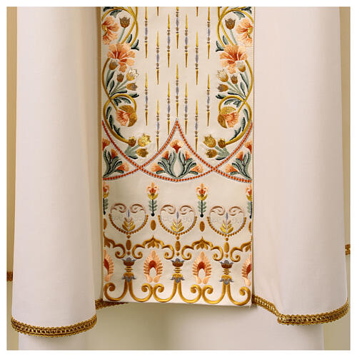 Chasuble bande centrale broderie florale 100% laine Gamma 4