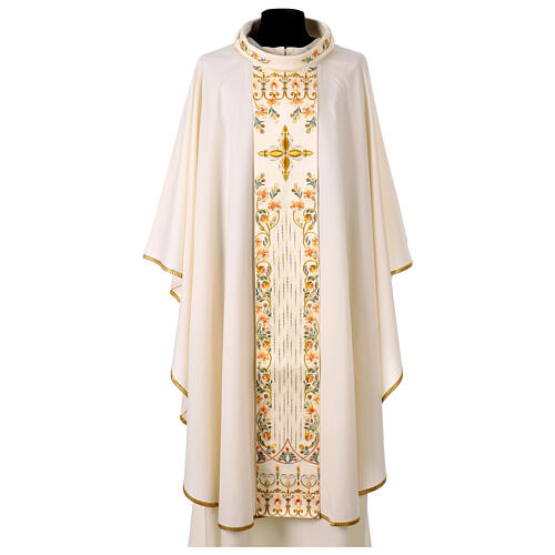 Chasuble with floral embroidery galoon 100% wool Gamma 1