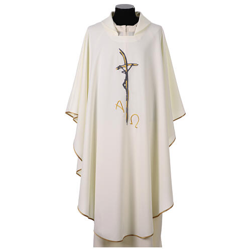 Chasuble broderie Christ crucifix stylisé 1