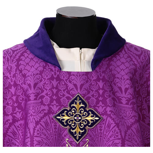 Chasuble damas col et applications velours 11