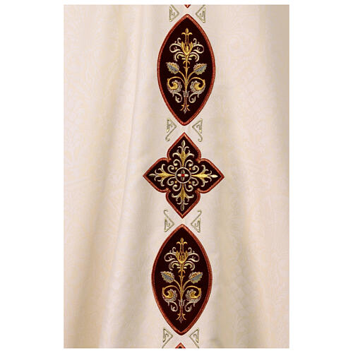Damask chasuble with velvet collar and applications 8