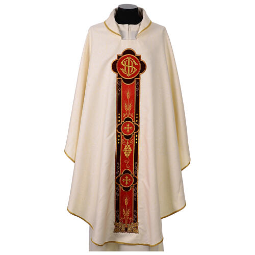 Chasuble with IHS, wheat, grapes and cross 1