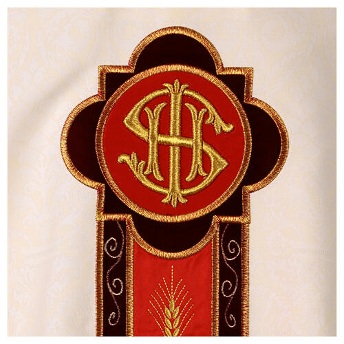 Chasuble IHS wheat grape cross 2