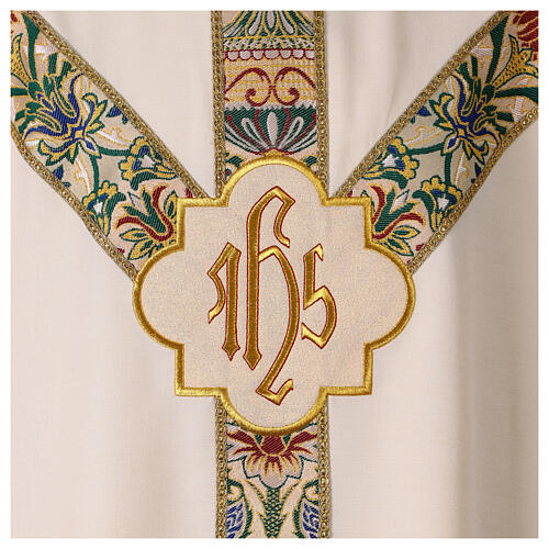 Chasuble galon floral doré IHS 2