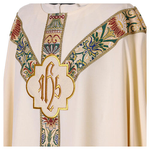 Chasuble galon floral doré IHS 7