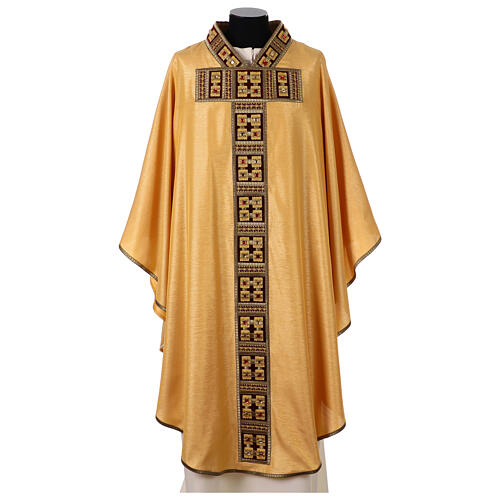 Gold chasuble with velvet and crystal applications 1