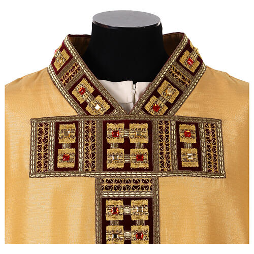 Gold chasuble with velvet and crystal applications 2