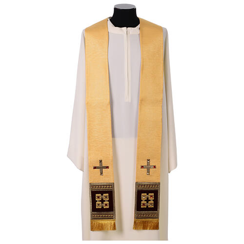 Gold chasuble with velvet and crystal applications 6