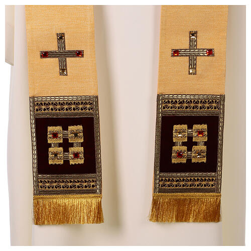 Gold chasuble with velvet and crystal applications 7