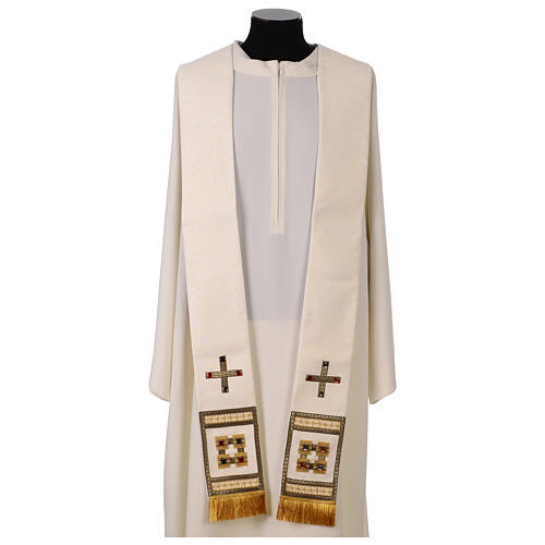 White chasuble with gold appliqués and crystals 8
