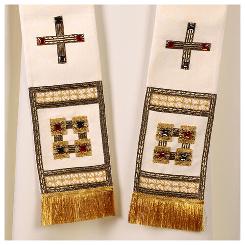 Chasuble blanche applications or et cristaux 9