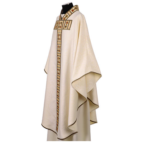 White chasuble with gold and crystal applications 3