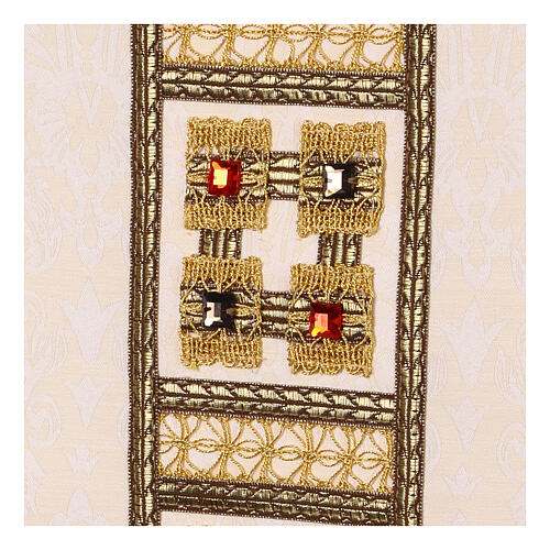 White chasuble with gold and crystal applications 5