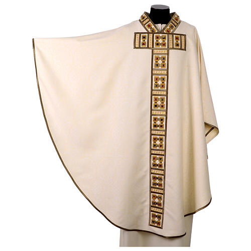 White chasuble with gold and crystal applications 7