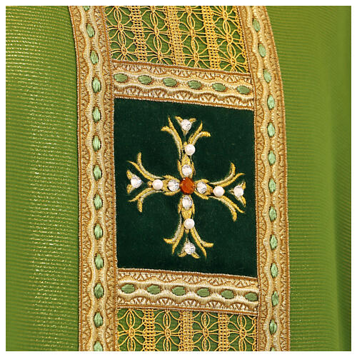Chasuble with gold thread details, golden galloon, pearls, gemstones 8