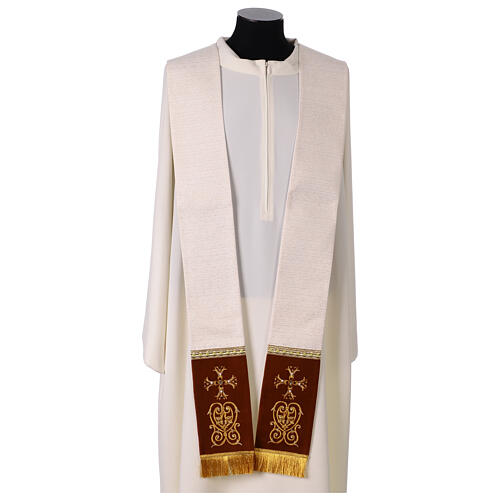 Chasuble with gold thread details, golden galloon, pearls, gemstones 13