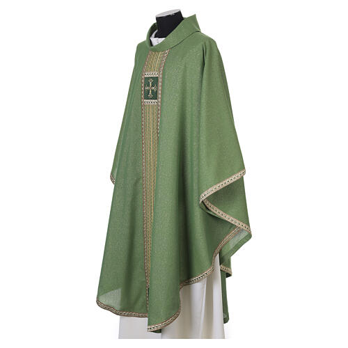 Chasuble with gold thread details, golden galloon, pearls, gemstones 10