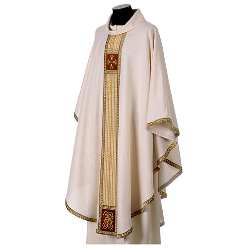 Chasuble with gold thread details, golden galloon, pearls, gemstones 12