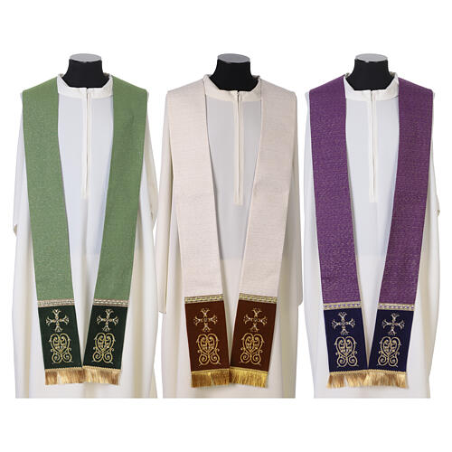 Chasuble with gold thread details, golden galloon, pearls, gemstones 18