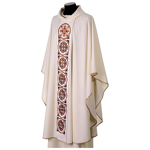 Chasuble with embroidered stole featuring crosses and natural motifs 5
