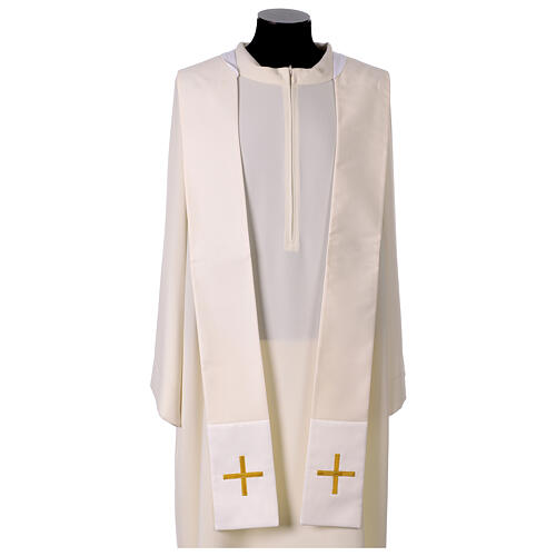 Chasuble with embroidered stole featuring crosses and natural motifs 13
