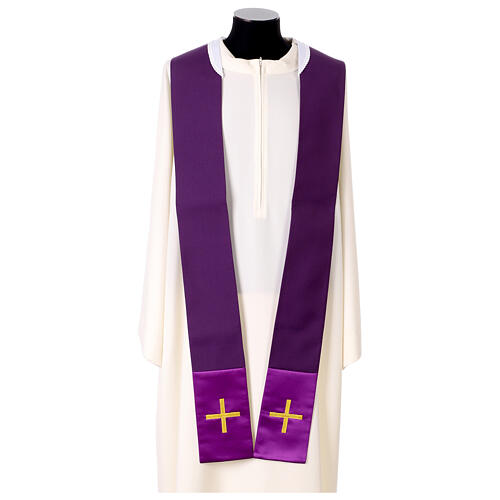 Chasuble with embroidered stole featuring crosses and natural motifs 14