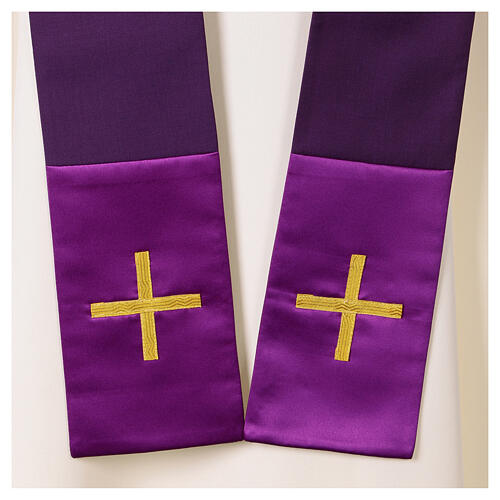 Chasuble with embroidered stole featuring crosses and natural motifs 16