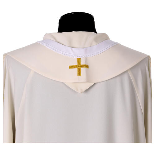 Chasuble with embroidered stole featuring crosses and natural motifs 17