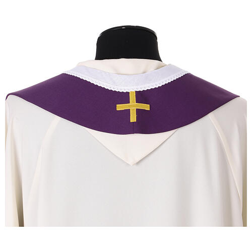Chasuble with embroidered stole featuring crosses and natural motifs 18