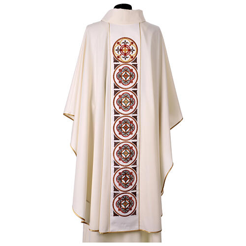 Chasuble bande centrale broderie croix motifs naturels 11