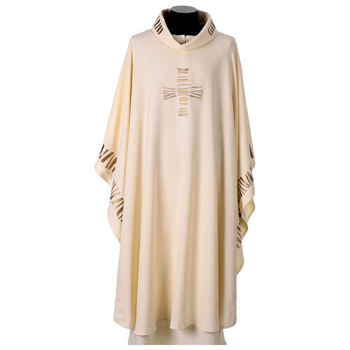 Embroidered chasuble with asymmetrical horizontal lines 3