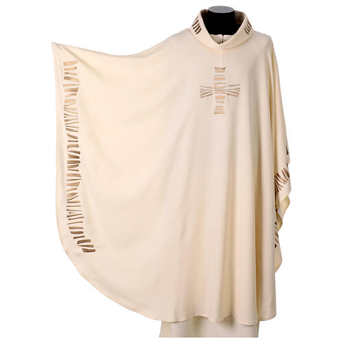 Embroidered chasuble with asymmetrical horizontal lines 6