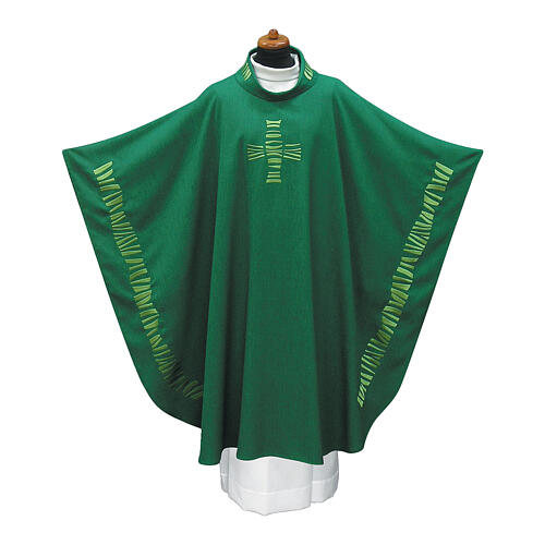Embroidered chasuble with asymmetrical horizontal lines 9