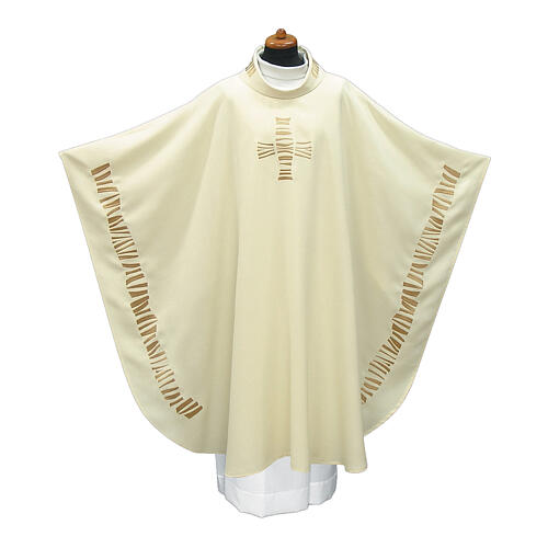 Embroidered chasuble with asymmetrical horizontal lines 10