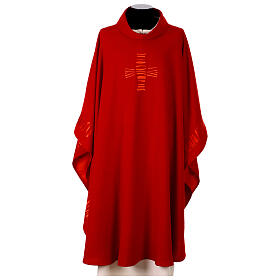 Chasuble brodée avec lignes horizontales asymétriques