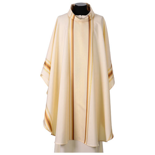 Chasuble with gold thread stripes and cross trim 3
